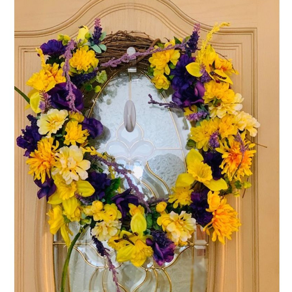 Handcrafted Purple and Yellow Floral Wreath